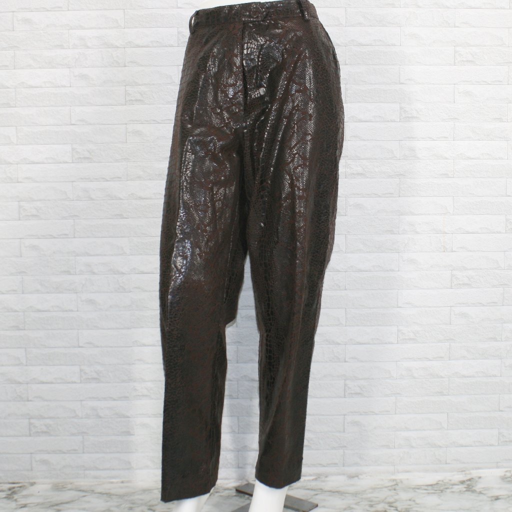 Selene Sport Pants Animal Print High Rise Brown Snakeskin Faux Leather Python 2